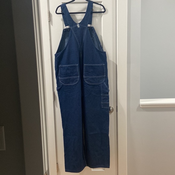 KEY denim overalls bibs outdoor hardworking farm hand Waist 42  x Length 29 - Picture 2 of 12
